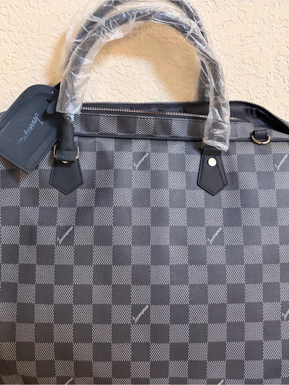 Men's Gray Checkered Garment Bag